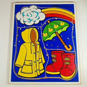 Vintage Playskool "Stormy Weather" 4 Piece Puzzle 180-15 Made in the U.S.A. 1986